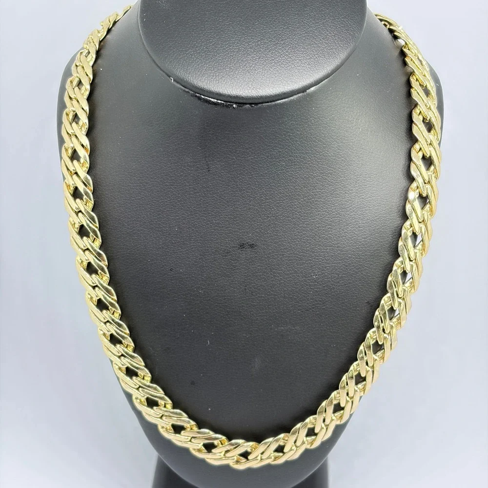 Necklace‎ Gold Tone Curb Link Chain Heavy Bold Mens Jewelry 16 Inch 12mm